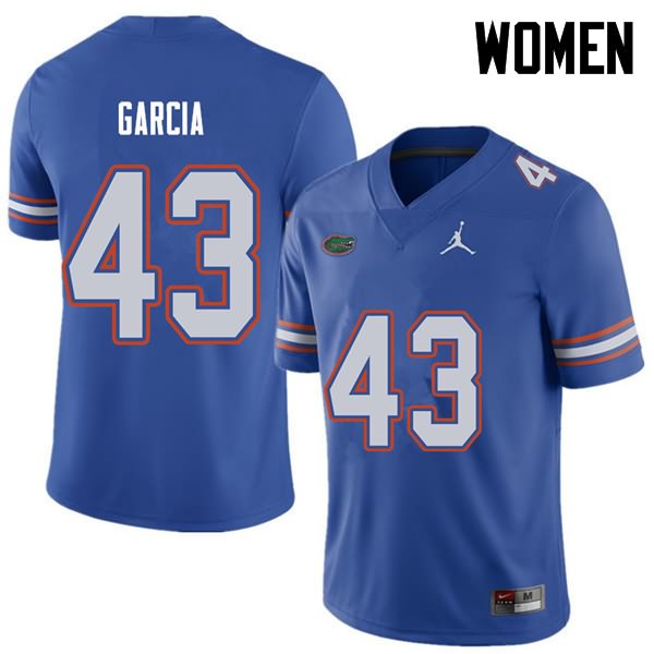 Women's NCAA Florida Gators Cristian Garcia #43 Stitched Authentic Jordan Brand Royal College Football Jersey ROJ6165BL